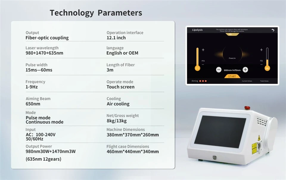 980+1470+635nm Diode Laser Lipolysis Machine best